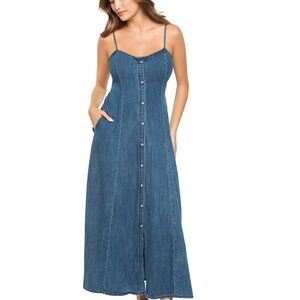 Z Supply- Sleeveless Button-Front Denim Maxi Dress - Blue-NWT-Size Small